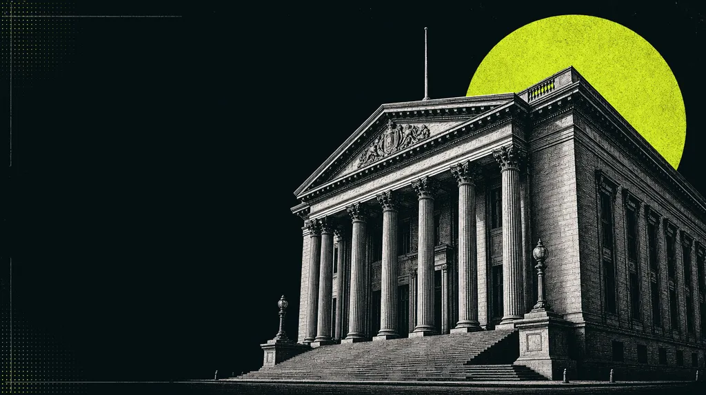 Prédio neoclássico de banco central com pórtico de colunas