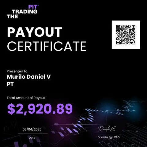 Certificado de saque emitido pela mesa The Trading Pit, no valor de US$ 2.920,89, em 02/04/2025.